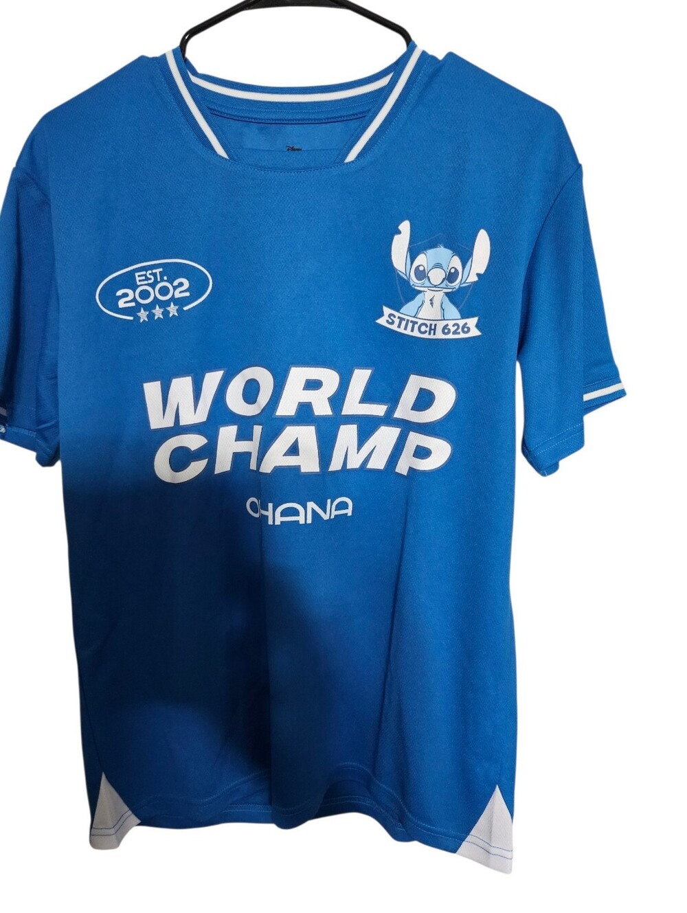 Disney Blue 'World Champ' Stitch Graphic Kids Jersey